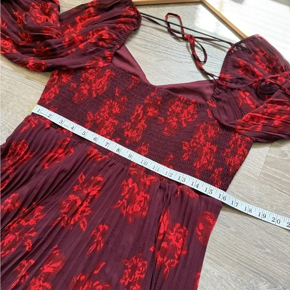 Lucy Paris Burgundy Floral Long Sleeve Dress - Picture 7 of 10